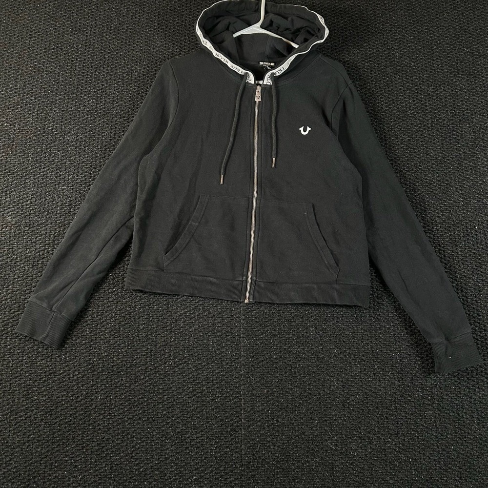 True‎ Religion Women's Black Full Zip Hoodie Sweatshirt Logo XL